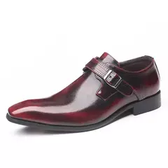 Zapatos de cuero británicos con punta estrecha para hombre, zapatos individuales de tacón bajo con hebilla, zapatos sin cordones de talla grande para hombre en internet