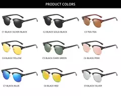 Gafas de sol polarizadas clásicas de medio marco para hombres y mujeres, gafas de sol pequeñas con remaches Retro, gafas de sol populares negras antideslumbrantes para viajar en internet