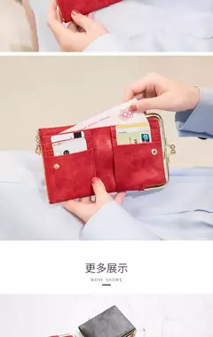 MIYIN-cartera pequeña de cuero para mujer, monedero Vintage plegable, compacto, con cremallera y cierre de beso - comprar en línea