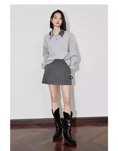 TOYOUTH-sudaderas con capucha para mujer, Jersey de manga larga con cuello vuelto y bordado de cuentas, Tops grises, otoño 2024