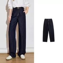 TOYOUTH Jeans de mezclilla para mujer 2025 Primavera Nuevo estilo americano Pantalones largos rectos de pierna ancha en internet