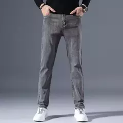 Image of Sulee-pantalones vaqueros clásicos para hombre, Jeans azules, elásticos avanzados, rectos, de algodón, talla grande, 2024