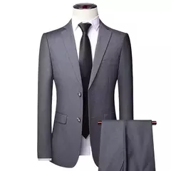 S-8XL (Blazer + Pantalones) Traje de estilo británico ajustado para boda, informal, de negocios, para exteriores, tendencia de caballero, de un solo pecho