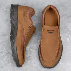 Zapatos informales de cuero para hombre, mocasines transpirables, zapatillas de deporte para hombre, calzado plano de cuero cómodo, zapatillas de deporte para hombre 2024