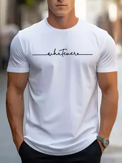 Camiseta de manga corta con cuello redondo y estampado de letras 100% algodón de talla grande informal de verano para hombre - Eleganzie