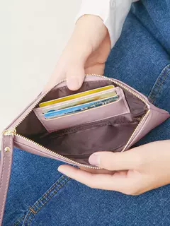Nueva cartera minimalista con cremallera para monedas, bolsa de almacenamiento para tarjetas de crédito de cuero PU de alta calidad, cartera larga ultrafina para mujer - comprar en línea