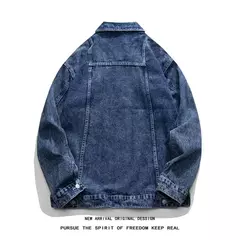 Chaqueta informal de moda para hombre, Top de mezclilla lavada, chaqueta vaquera holgada de talla grande para otoño, chaqueta para hombre