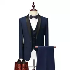 Traje de hombre de alta calidad, conjunto de 3 piezas, Blazers elegantes para boda, chaqueta de lujo con cuello de lazo, pantalones, chaleco, abrigo clásico Formal, disfraz 2024 - online store