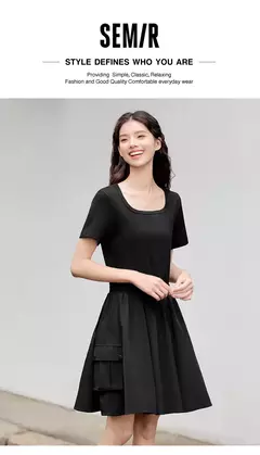 Semir-vestido de dos piezas de imitación para mujer, diseño versátil, cuello cuadrado, Falda corta ajustada, adecuado para niños pequeños, verano 2024