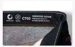 SIMWOOD 2025 Otoño Invierno nuevo ajuste Regular 15oz pantalones vaqueros indecolorables hombres cómodo proceso cepillado forro pantalones vaqueros pesados - buy online