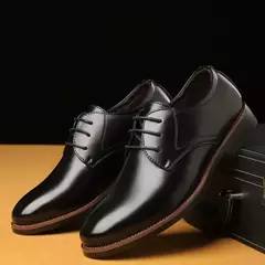 Zapatos de cuero transpirables para hombre, suela suave de cuero negro, zapatos informales formales de negocios para padrinos de boda, primavera y otoño