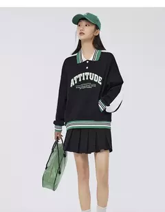 Semir 2024 POLO mujer de gran tamaño letra impresa Color contrastante moda deportiva básica nueva primavera Tops camisa - Eleganzie