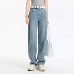 Semir Jeans Mujer dobladillo curvo suelto hasta el suelo 2025 nuevo verano sensación fresca pantalones cónicos moda para looks callejeros - comprar en línea
