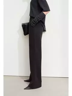 AMII-pantalones minimalistas de punto en espiga para mujer, pantalón de pierna ancha de cintura alta, informal, para ir al trabajo, invierno, 2024 12444064 - buy online