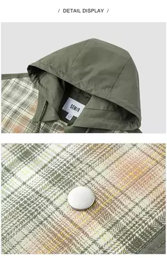 Semir prendas de vestir exteriores para hombre 2024 primavera nuevo Patchwork contraste Color a cuadros Top desmontable con capucha de moda - buy online