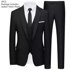 Traje de hombre Blazers para boda 3 piezas 2 conjuntos elegantes chaquetas de lujo de alta calidad chaleco pantalones 2024 abrigos formales traje clásico - online store