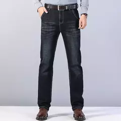 Pantalones vaqueros elásticos de Ajuste Recto para hombre, pantalones vaqueros suaves de color negro, 2023 - tienda en línea