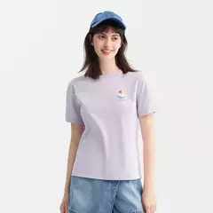 Imagen de Semir Luo-camiseta negra pequeña de manga corta para mujer, blusa bonita con estampado juguetón, jersey de cuello redondo de dibujos animados, novedad de verano 2024