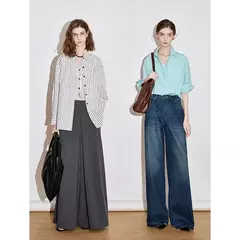 TOYOUTH camisa a rayas para mujer 2025 primavera nueva Lyocell algodón manga larga blusa versátil camisa Tops azul - Eleganzie