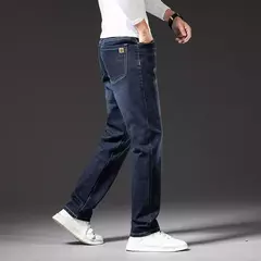 Pantalones vaqueros rectos holgados de talla grande 40 42 44 46 para hombre, pantalones elásticos informales de negocios, pantalones vaqueros azules clásicos para hombre - tienda en línea