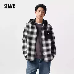 Semir prendas de vestir exteriores para hombre 2024 primavera nuevo Patchwork contraste Color a cuadros Top desmontable con capucha de moda - Eleganzie