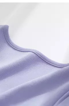 AMII-camisetas minimalistas para mujer, camisetas con cuello en U, cómodas, elásticas, ajustadas, versátiles, de manga corta, para verano 2024 12342288 - online store