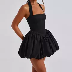 Minivestido Halter de burbujas para mujer, vestido elegante de verano sin mangas con lazo y espalda descubierta, Vestido corto para fiesta de noche y Club, ropa de calle Y2K - comprar en línea