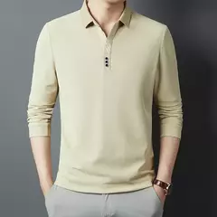 Image of Camisa polo para hombre, novedad de verano, polo de manga larga de alta calidad para hombre, polo informal de negocios a rayas de algodón para hombre, talla M-4XL 302
