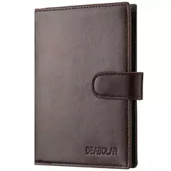 Cartera de cuero para pasaporte de alta capacidad para hombre, múltiples ranuras para tarjetas y una ventana de identificación transparente, bolso para tarjetas de visita Vintage - Eleganzie