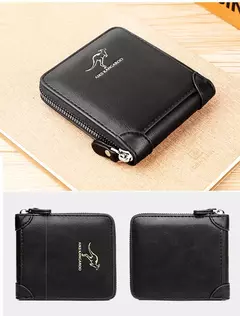 Cartera de cuero para hombre de lujo para hombre Monedero masculino con cremallera tarjeteros con bolsillo para monedas carteras Rfid regalos para hombres bolsa de dinero - tienda en línea