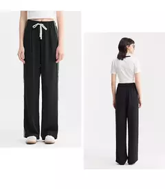 Imagen de Semir-pantalones de pierna ancha para mujer, pantalón informal, drapeado, a la moda, novedad de verano, 2024