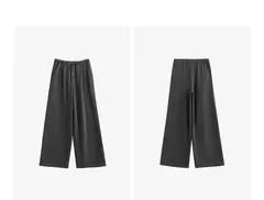 TOYOUTH, pantalones informales para mujer, primavera 2025, nuevo estilo deportivo, pantalones largos rectos de pierna ancha con cordón brillante y cintura elástica - Eleganzie