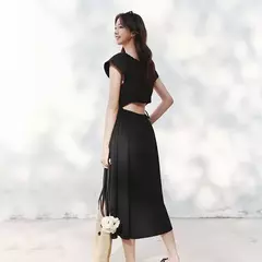 Vestido Semir para mujer, vestido de longitud media con hombros descubiertos y manga aleteada, ajustado a la cintura, novedad de verano de 2025