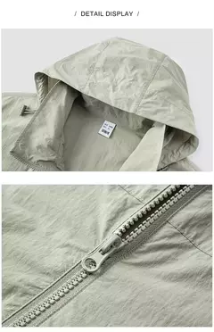 Chaqueta Semir holgada para hombre, protección solar para acampar al aire libre, Top con capucha, bloque de Color de verano, textura arrugada de retales, moda - buy online