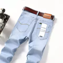Image of Pantalones vaqueros ajustados de talla grande 28-40 para hombre, pantalones suaves avanzados clásicos informales a la moda, pantalones elásticos que combinan con todo de marca para hombre