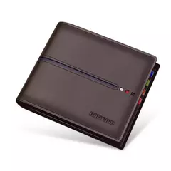 Cartera de cuero con protección RFID para hombre, monedero pequeño de cuero de vaca para negocios, regalos de moda para padre - Eleganzie
