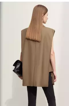 Image of Amii-Chaleco minimalista de otoño para mujer, chaqueta holgada informal sin mangas con abertura con muescas, prendas de vestir a la moda, ropa femenina 12270105