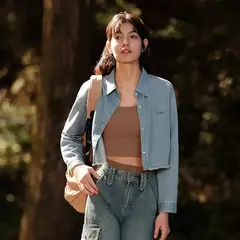 Semir-Camisa vaquera para mujer, Top corto de manga larga, holgado, versátil, 2024 en internet