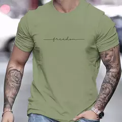 Camiseta de manga corta con cuello redondo y estampado de Gráphas de libertad 100% algodón de talla grande de verano para hombre
