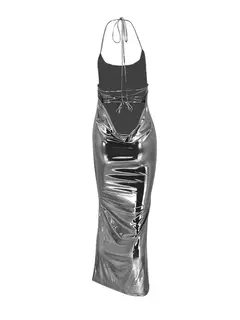 Nuevos vestidos de verano para mujer, ropa para discoteca con tirantes, vestido largo sexi con espalda descubierta y cuello Halter, ropa ajustada lisa con hombros descubiertos para mujer, ropa de calle - comprar en línea
