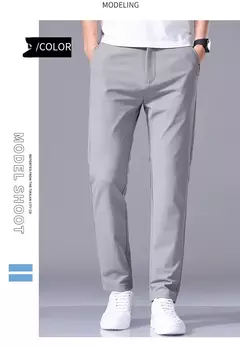 2025 Joggers de verano para hombre, tela fina de seda de hielo, pantalones casuales elásticos de cuatro lados, pantalones Cargo, ropa de calle, pantalones de chándal on internet