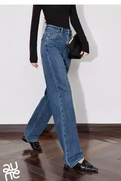 TOYOUTH, pantalones vaqueros de mezclilla de lana para mujer, Otoño Invierno 20224, nuevos pantalones largos cálidos gruesos de pierna ancha recta de cintura media - Eleganzie