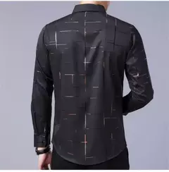 Camisa estampada de manga larga informal y de moda para hombre, top de negocios sin planchar y resistente a las arrugas - Eleganzie