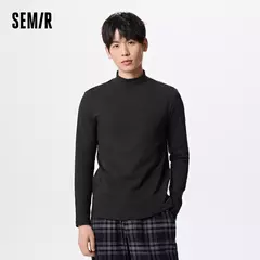 Semir-ropa interior de Cuello medio alto para hombre, cómoda, a la moda, microcepillada, capa Base Simple diaria - buy online