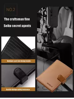 Billetera corta para hombre, monedero informal con cremallera, monedero pequeño para pasaporte - Eleganzie