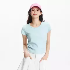 Semir-Camiseta de manga corta para mujer, Top recortado ajustado con hombros descubiertos, Top bordado de verano 2025, versátil para trajes elegantes en internet