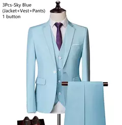 Trajes para hombres elegantes, Blazers de 3 piezas, 2 conjuntos, chaquetas de boda, chaleco, pantalones, moda de lujo, traje completo clásico, traje Formal 2025 - comprar en línea
