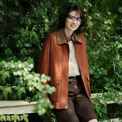 Semir-abrigo de longitud media para mujer, chaqueta holgada con cuello de PANA con bloqueo de Color, estilo Retro, bordado, a la moda, novedad de otoño, 2024