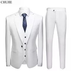 Traje elegante para hombre para boda, 3 piezas, 2 conjuntos, chaquetas, chaleco, pantalones, Blazers, abrigos formales de negocios para novio, disfraz 2025