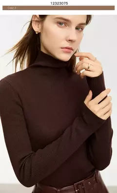 AMII suéter minimalista para mujer 2023 invierno nuevo Simple ajustado cuello alto elástico cálido sólido jerseys Mujer 12323075 - tienda en línea
